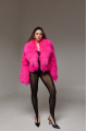 Women's natural llama fur coat in bright pink